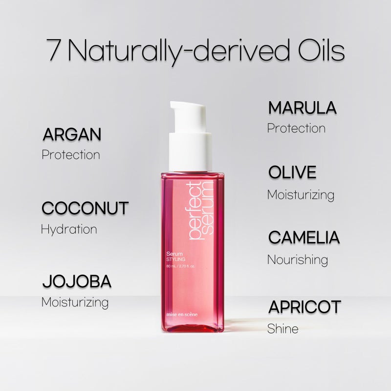 Mise En Scène Mise En Scene Perfect Serum Styling - Heat Damage Protection Oil for All Hair Types | Holding Bounce & Heat Protectant | Hair Essence for Long Lasting Curl | Argan Oil | Powdery Scent. 2.70 Fl. Oz. - Image 5