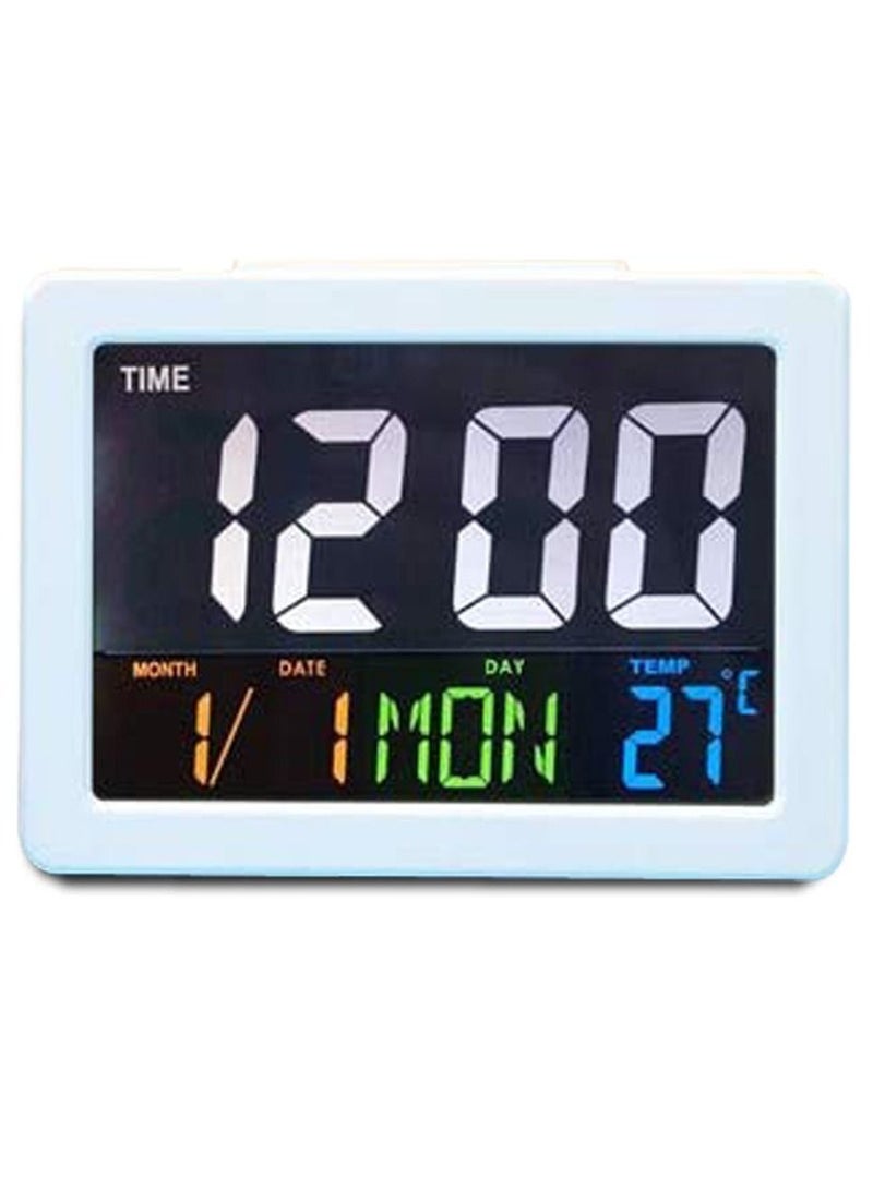 Crony LED Digital Desk Clock - Bedside Large Screen LED Alarm Clock with Date, Temperature | White - Image 1