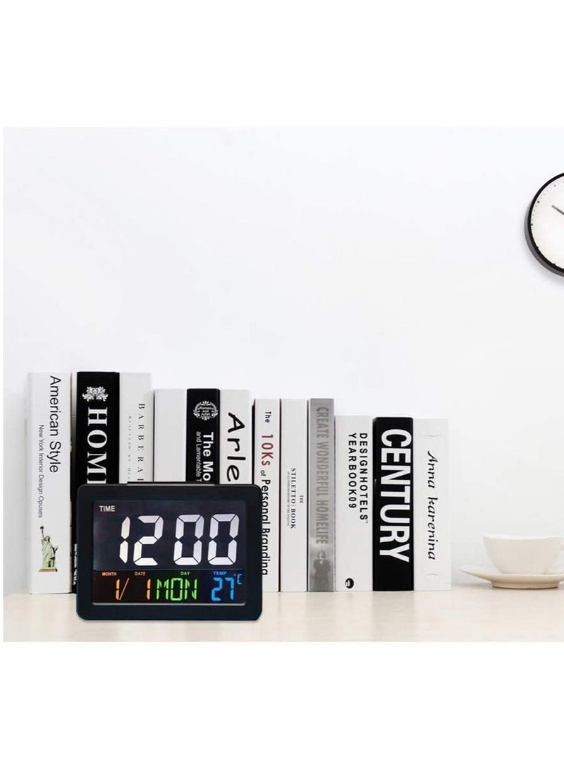 Crony LED Digital Desk Clock - Bedside Large Screen LED Alarm Clock with Date, Temperature | White - Image 3