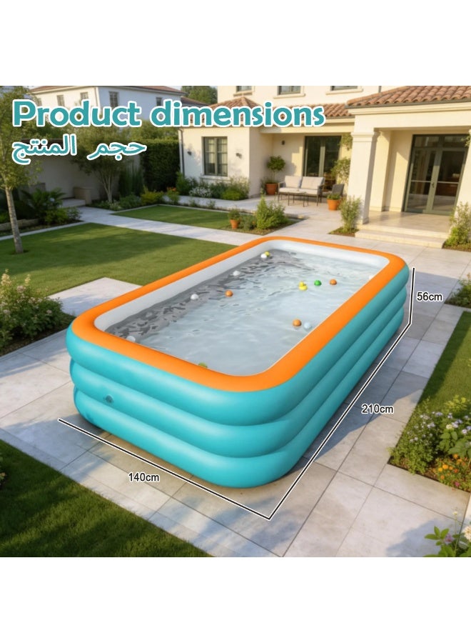 Inflatable Backyard Pool for Kids, Durable Outdoor Water Play Toy, Safe Home Swimming Device Made with Thickened Leakproof Material, Summer Backyard Party Inflatable Pool - Image 2