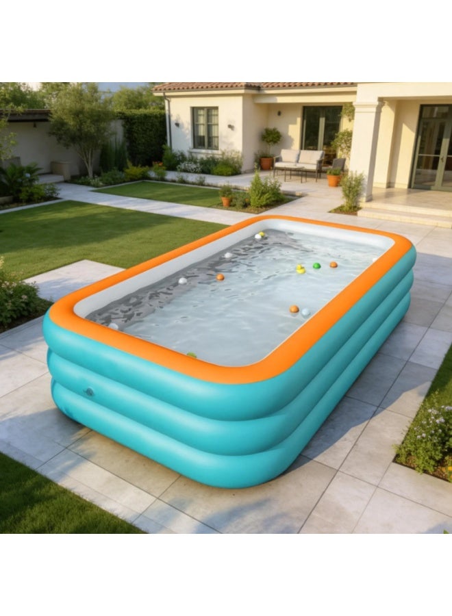 Inflatable Backyard Pool for Kids, Durable Outdoor Water Play Toy, Safe Home Swimming Device Made with Thickened Leakproof Material, Summer Backyard Party Inflatable Pool - Image 1