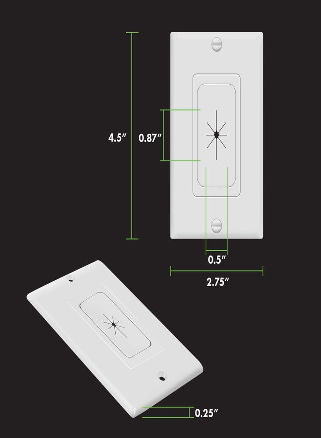 TOPGREENER TOPGREENER Flexible Rubber Grommet Opening Pass-Through Insert with Decorator Wall Plate for Low-Voltage Cables, Standard Size 1-Gang, Polycarbonate Thermoplastic, TG8901-2PCS, White (2 Pac - Image 2