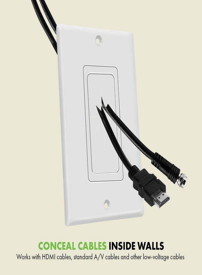 TOPGREENER TOPGREENER Flexible Rubber Grommet Opening Pass-Through Insert with Decorator Wall Plate for Low-Voltage Cables, Standard Size 1-Gang, Polycarbonate Thermoplastic, TG8901-2PCS, White (2 Pac - Image 3