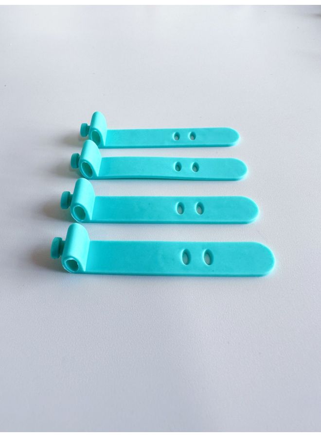 Loquat 2 Holes 3 Holes Data Cable Tie Earphone Bundle Storage Belt Silicone Tie Charging Cable Winding Cable Tie Cable Tape-Color:Peacock Blue (2 Holes 64mm Oval Buckle) - Image 1