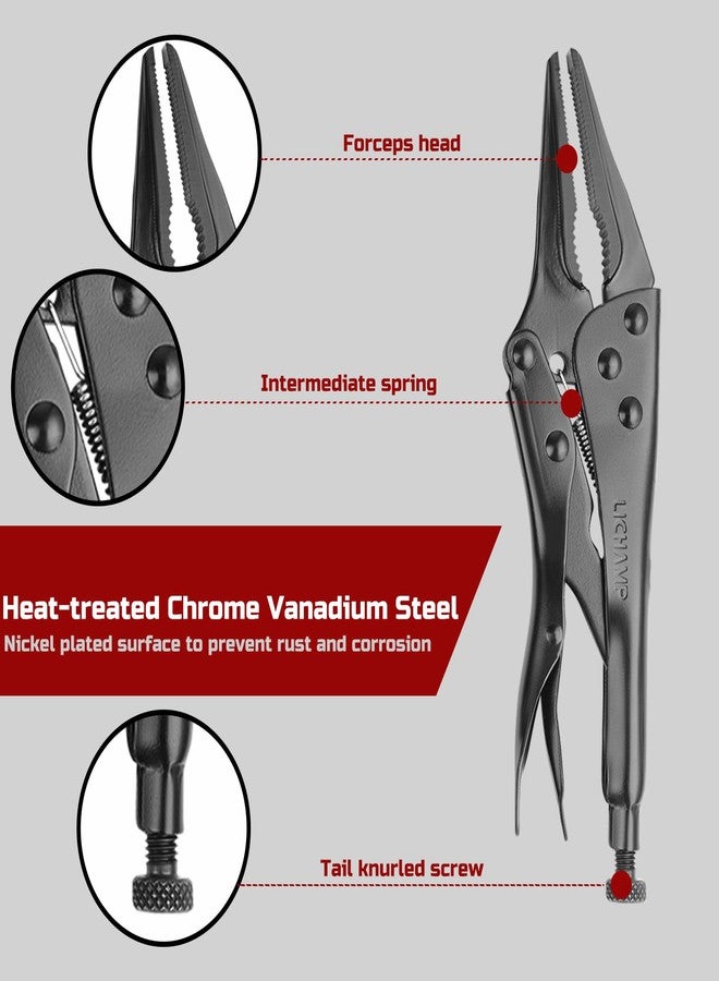 Lichamp مجموعة كماشة قفل من Lichamp - كماشة ذات فك منحني بطول 10 بوصات وكماشة ذات أنف طويل بطول 9 بوصات، ومقابض كماشة للسيارات والسباكة والأعمال المعدنية - Image 4