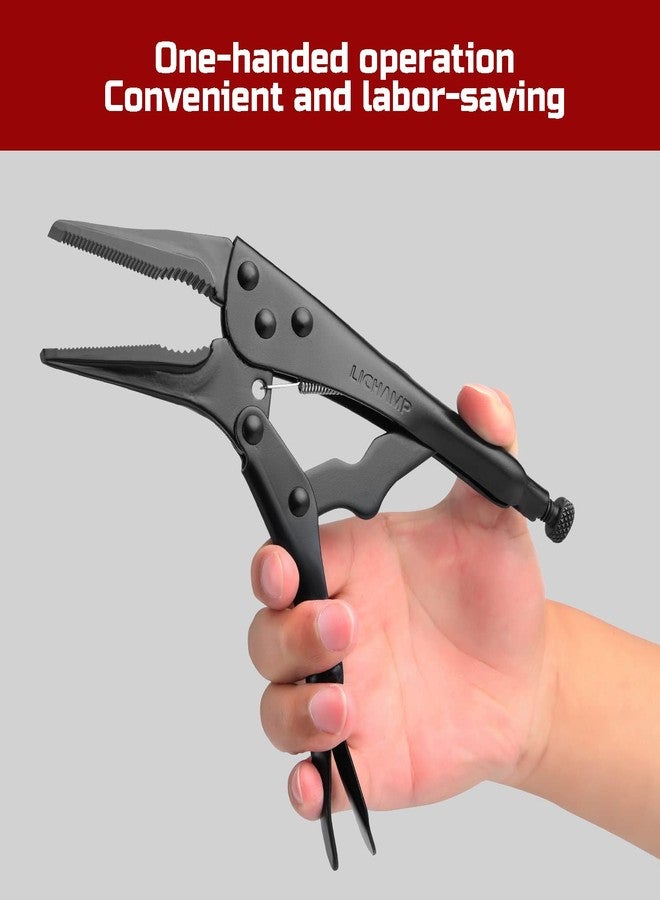 Lichamp مجموعة كماشة قفل من Lichamp - كماشة ذات فك منحني بطول 10 بوصات وكماشة ذات أنف طويل بطول 9 بوصات، ومقابض كماشة للسيارات والسباكة والأعمال المعدنية - Image 5