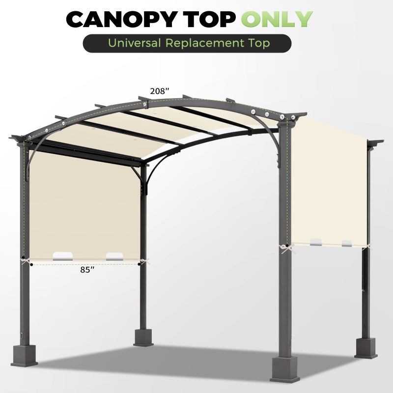 amadecohome غطاء بديل عالمي لبرجولات ستيل Doubleton مقاس 85'' x 208'' L-PG080PST، مظلة شمسية مقاومة للماء لغطاء الفناء، السطح، الشرفة، الفناء، غطاء خارجي فقط (بيج) - Image 2