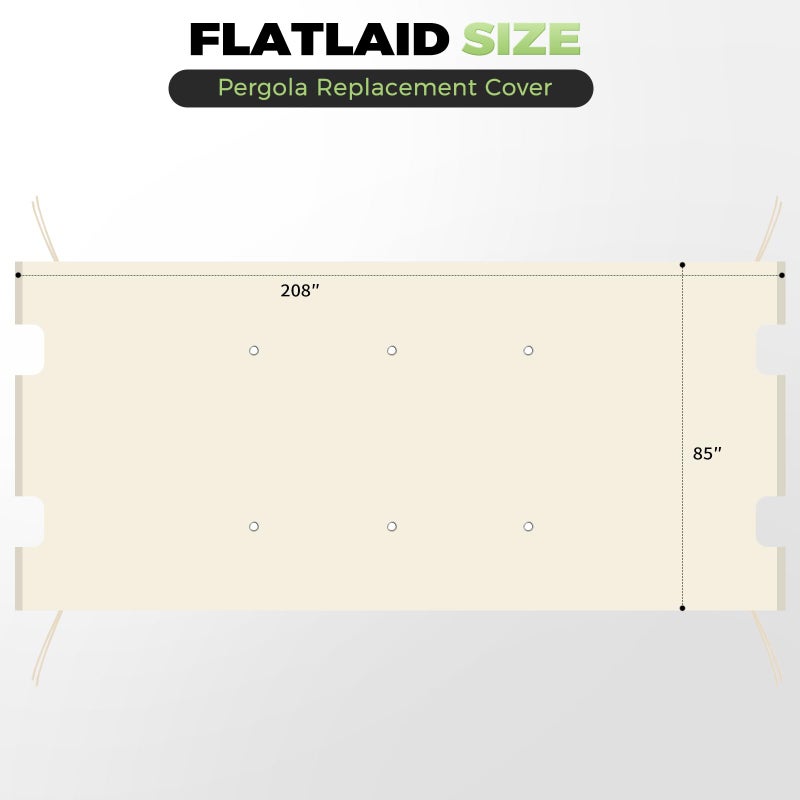 amadecohome غطاء بديل عالمي لبرجولات ستيل Doubleton مقاس 85'' x 208'' L-PG080PST، مظلة شمسية مقاومة للماء لغطاء الفناء، السطح، الشرفة، الفناء، غطاء خارجي فقط (بيج) - Image 3