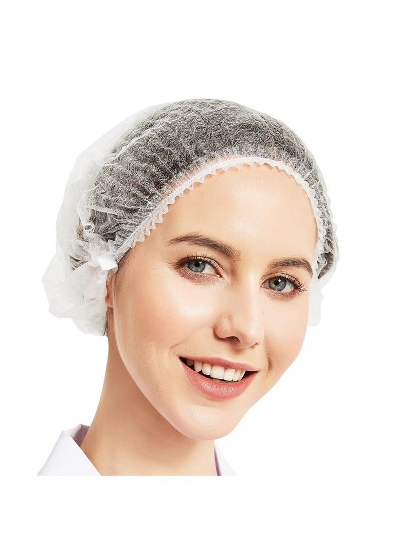 Altheqa 100-Pack White Disposable Hair Nets, Elastic Head Cover, Bouffant Caps, Sanitation Head Cover for Food Service, Spa Men & Women - 21 inch - Image 1