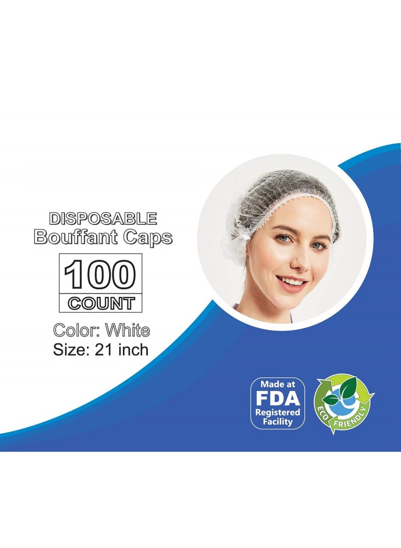Altheqa 100-Pack White Disposable Hair Nets, Elastic Head Cover, Bouffant Caps, Sanitation Head Cover for Food Service, Spa Men & Women - 21 inch - Image 4