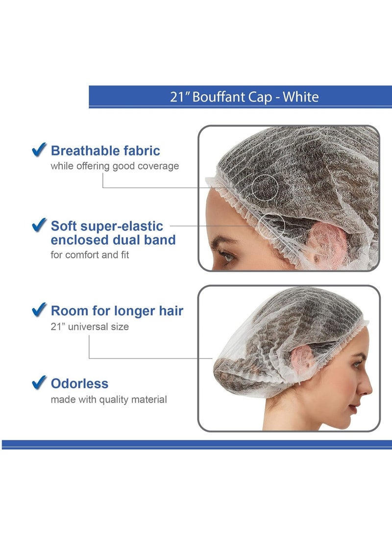 Altheqa 100-Pack White Disposable Hair Nets, Elastic Head Cover, Bouffant Caps, Sanitation Head Cover for Food Service, Spa Men & Women - 21 inch - Image 3