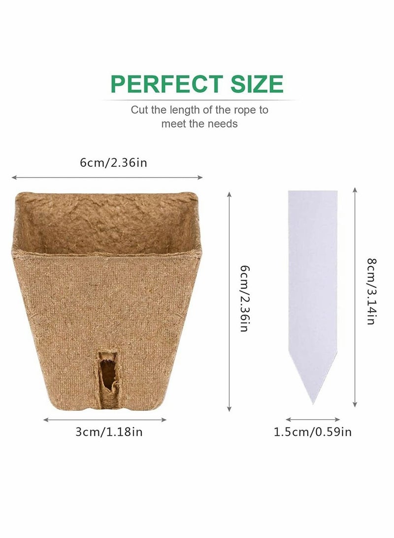 سيوسي مجموعة أواني الخث لبداية البذور لصينية شتلات الحديقة 100٪ صديقة للبيئة صواني الشتلات العضوية القابلة للتحلل 100 عبوة تحتوي على 20 علامة نباتية بلاستيكية - Image 2