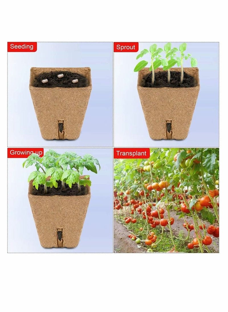 سيوسي مجموعة أواني الخث لبداية البذور لصينية شتلات الحديقة 100٪ صديقة للبيئة صواني الشتلات العضوية القابلة للتحلل 100 عبوة تحتوي على 20 علامة نباتية بلاستيكية - Image 5