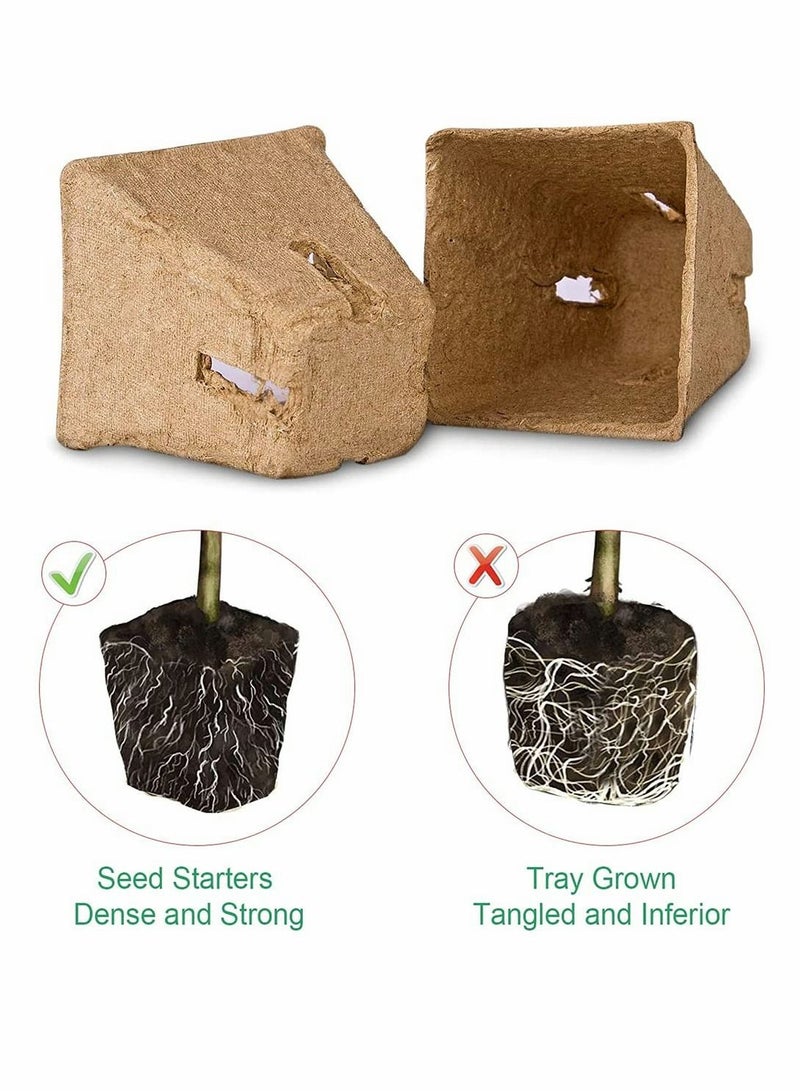 سيوسي مجموعة أواني الخث لبداية البذور لصينية شتلات الحديقة 100٪ صديقة للبيئة صواني الشتلات العضوية القابلة للتحلل 100 عبوة تحتوي على 20 علامة نباتية بلاستيكية - Image 3