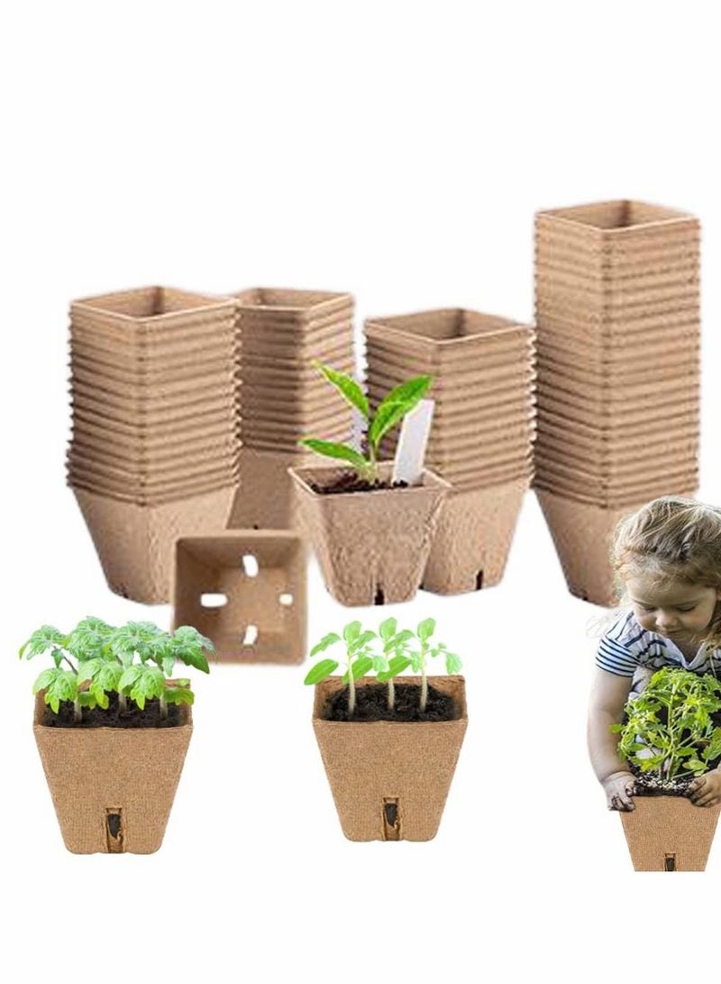 سيوسي مجموعة أواني الخث لبداية البذور لصينية شتلات الحديقة 100٪ صديقة للبيئة صواني الشتلات العضوية القابلة للتحلل 100 عبوة تحتوي على 20 علامة نباتية بلاستيكية - Image 1