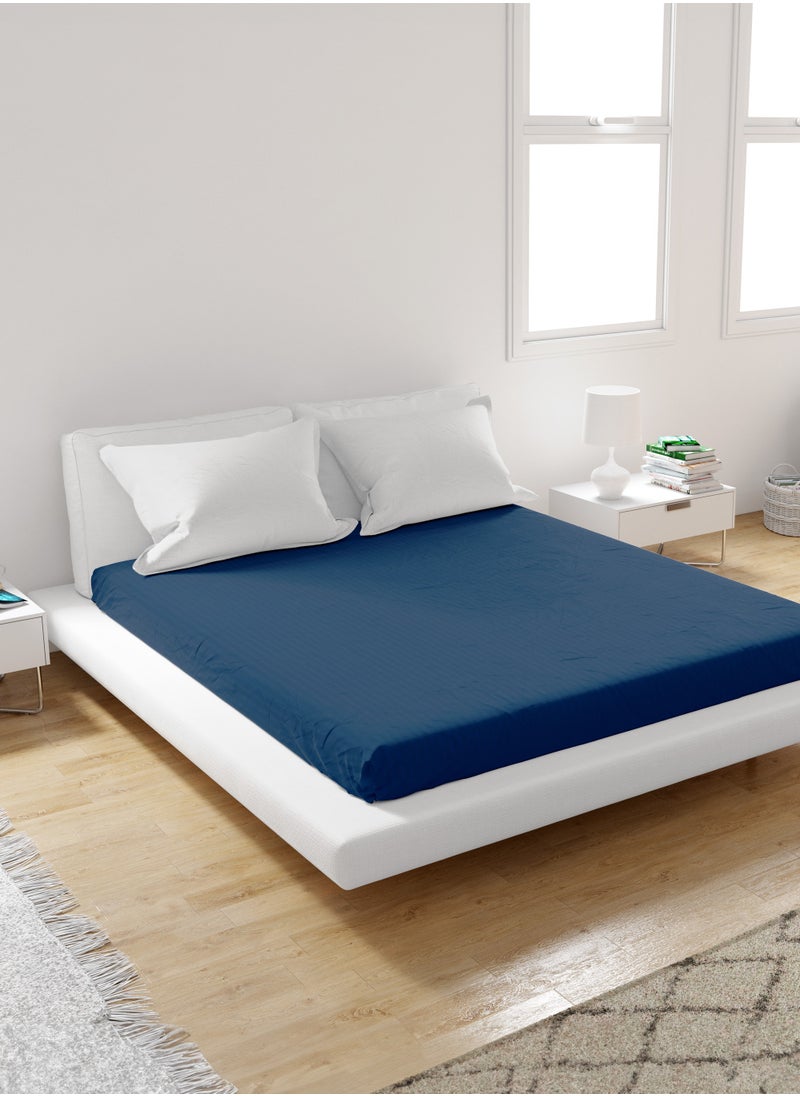 American Linen King size Fitted Sheet 100% Cotton 200 Thread Count Breathable Bedding Sheet Comfortable Bed Sheets For Bedroom 200 x 200 cm Blue  - Image 1