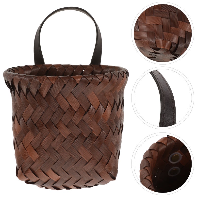 2pcs Kitchen Woven Basket Hanging Organizer Hanging Basket Storage Organizer For Garlic Hanging Storage Basket Decorative Wall Basket Organizer - Image 2