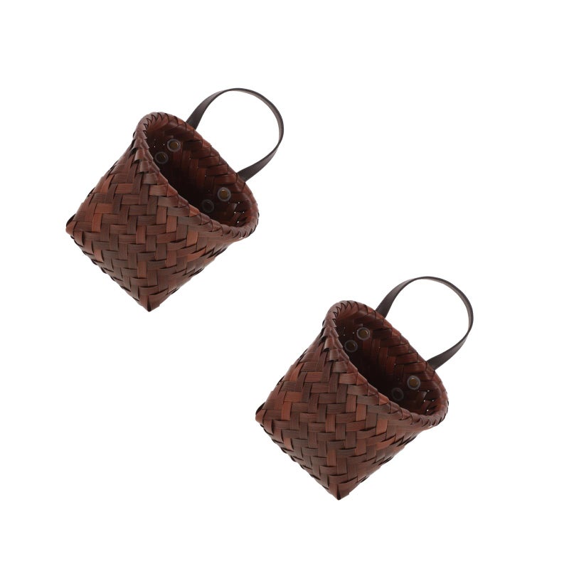 2pcs Kitchen Woven Basket Hanging Organizer Hanging Basket Storage Organizer For Garlic Hanging Storage Basket Decorative Wall Basket Organizer - Image 1