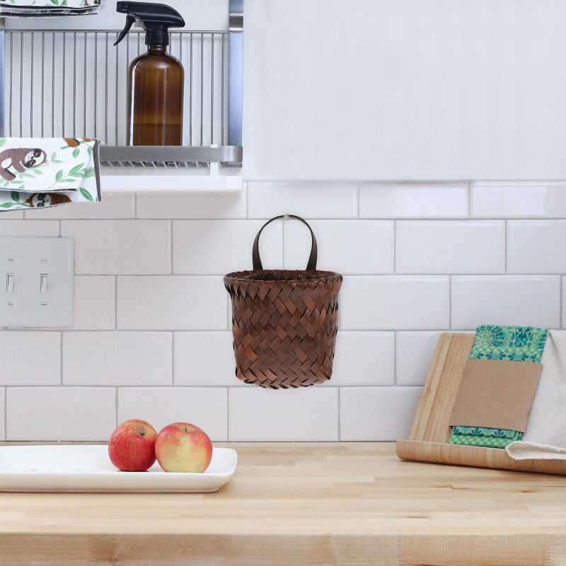 2pcs Kitchen Woven Basket Hanging Organizer Hanging Basket Storage Organizer For Garlic Hanging Storage Basket Decorative Wall Basket Organizer - Image 3