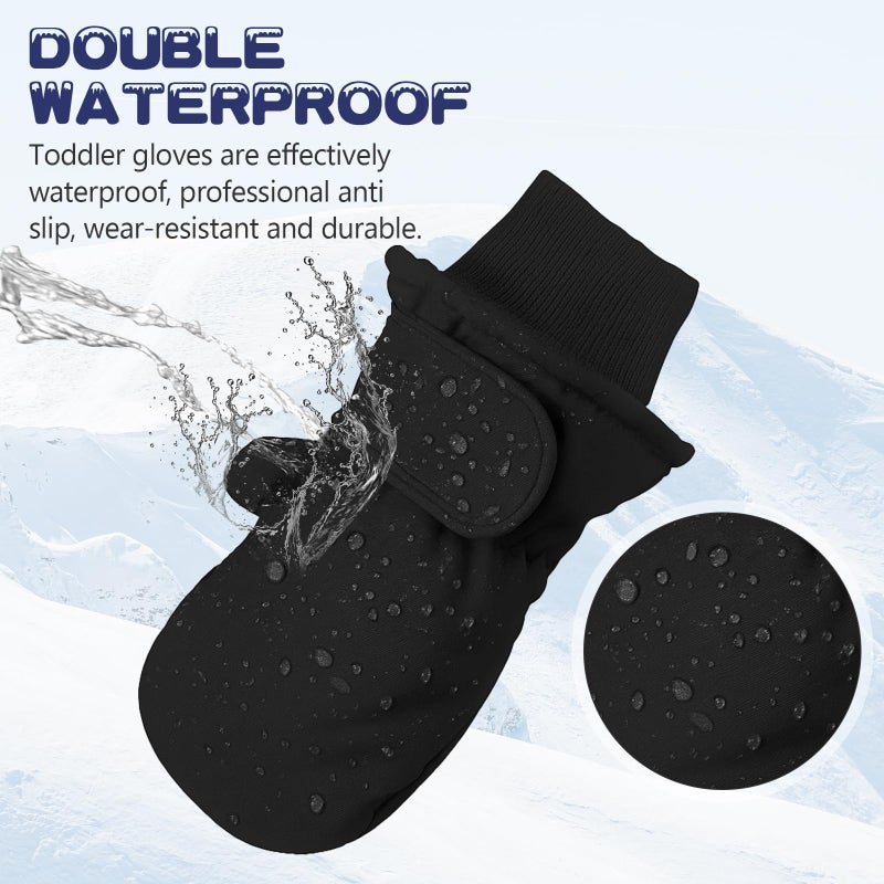 American Trends Toddler Mittens Boys Snow Waterproof Ski Mitten Fleece Warm Winter Kids Gloves for Baby Boy Girl Navy M - Image 3