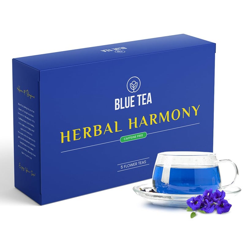 BLUE TEA شاي أزرق - هدية شاي الأعشاب المتناغم (5 شاي زهور - 160غ) | مفاجأة العافية | نكهات زهرية - خالي من الكافيين - شاي أعشاب - غير مرير - طبيعي | مميز في برنامج شارك تانك | مجموعة متنوعة | حزمة هدايا - Image 5