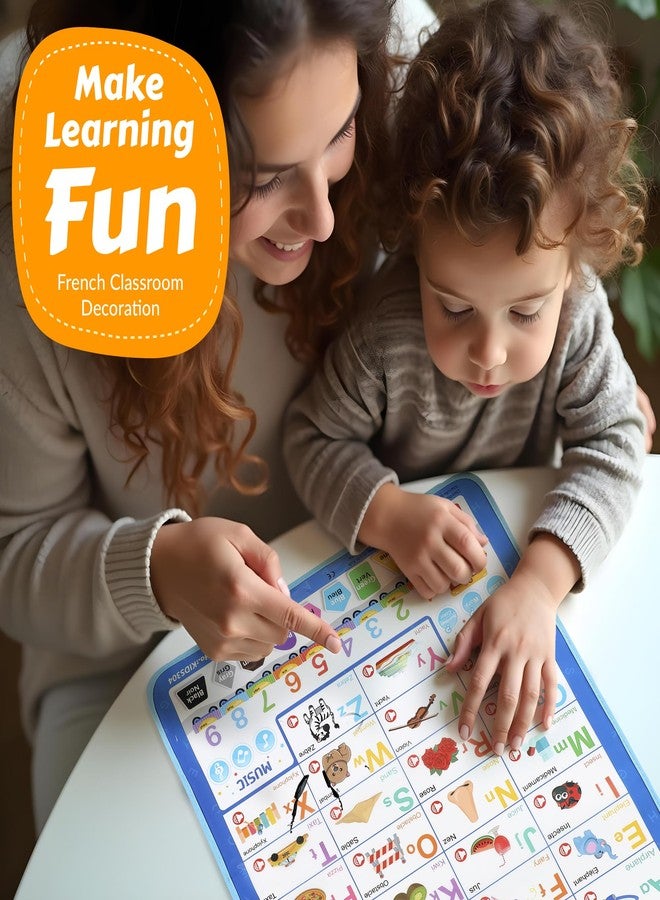 بوكسيكي كيدز لوحة حائط تفاعلية لتعليم الحروف الأبجدية باللغتين الإنجليزية والفرنسية - تتضمن حروف أبجدية ناطقة، و123 حرفًا، وملصقًا موسيقيًا - لعبة تعليمية للأطفال، هدية تعليمية للبنات والأولاد بعمر 3 سنوات فما فوق - Image 3