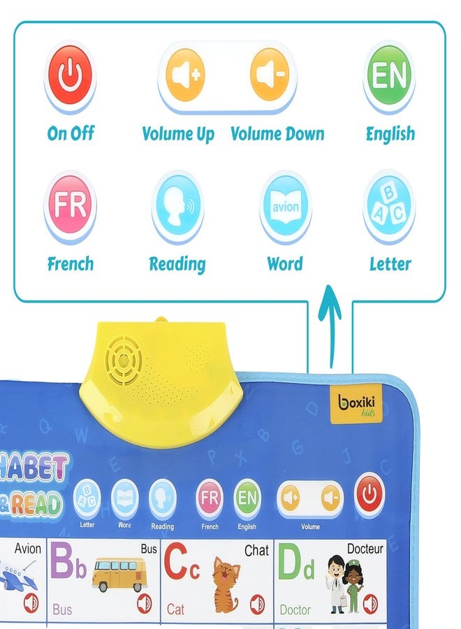 بوكسيكي كيدز لوحة حائط تفاعلية لتعليم الحروف الأبجدية باللغتين الإنجليزية والفرنسية - تتضمن حروف أبجدية ناطقة، و123 حرفًا، وملصقًا موسيقيًا - لعبة تعليمية للأطفال، هدية تعليمية للبنات والأولاد بعمر 3 سنوات فما فوق - Image 5