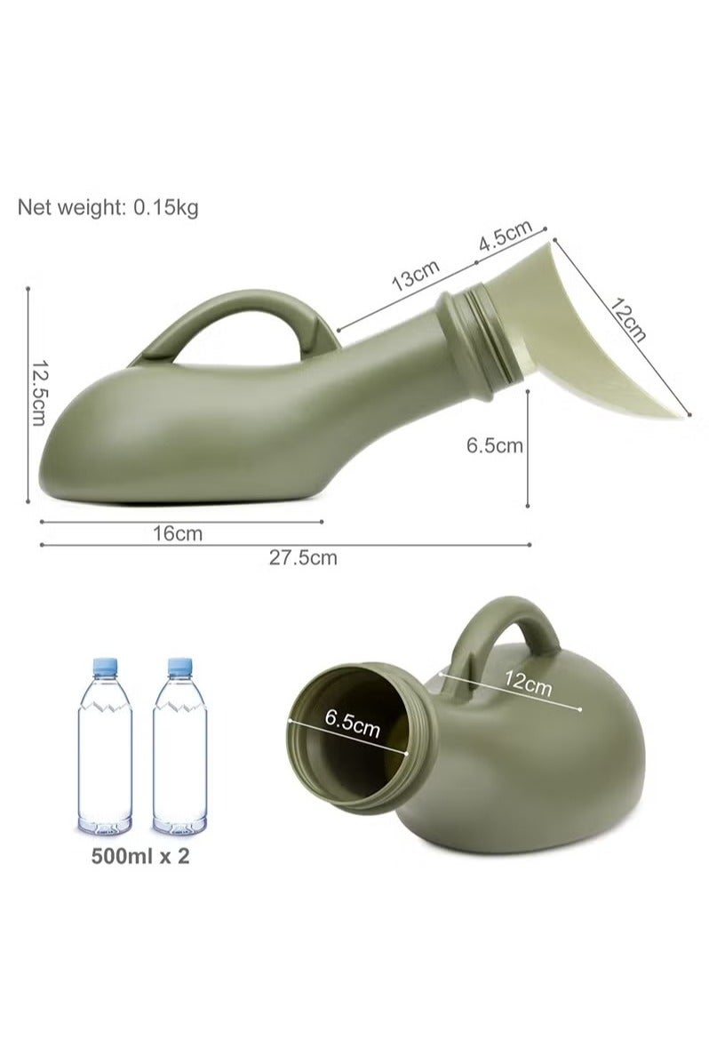 ماسكابوني زجاجة مقاومة للانسكاب للجنسين، محمولة للنساء والرجال، غطاء علوي لولبي للتبول، قمع للسيدات، حاوية بلاستيكية للسرير، مقلاة للسيارة، مرحاض للسفر، 1000 مل، نونية الأطفال الليلية، وعاء مرحاض للذكور - Image 3