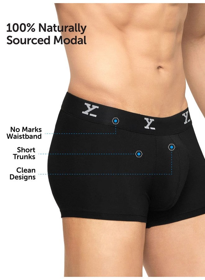 XYXX XYXX Men's Underwear Ace IntelliSoft Antimicrobial Micro Modal Trunk Pack of 3 (Black;Black;Black; S)  - Image 5