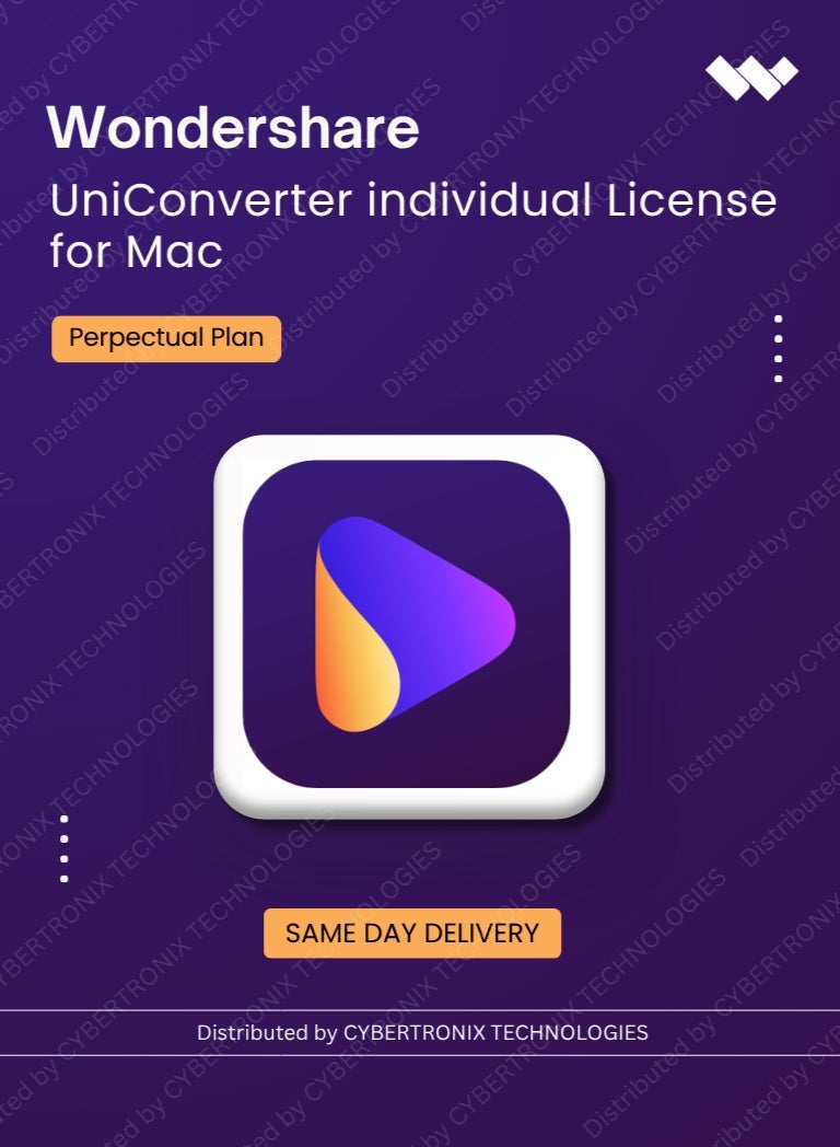 Wondershare UniConverter Individual License for Mac | Perpectual Plan | Digital License | Same Day Delivery