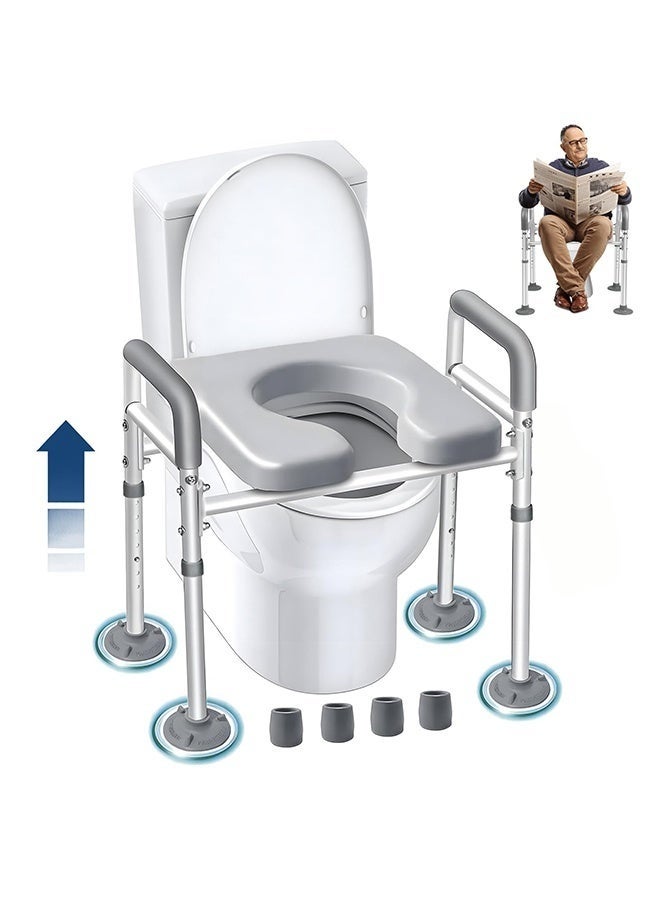 والالا رافعات مقعد المرحاض لكبار السن، مقعد مرحاض مرتفع وممدود بمقابض، إطارات وقضبان أمان للمرحاض لكبار السن وذوي الاحتياجات الخاصة، كرسي حمام مرتفع مع مساند للذراعين، مقبض رفع المرحاض - Image 1