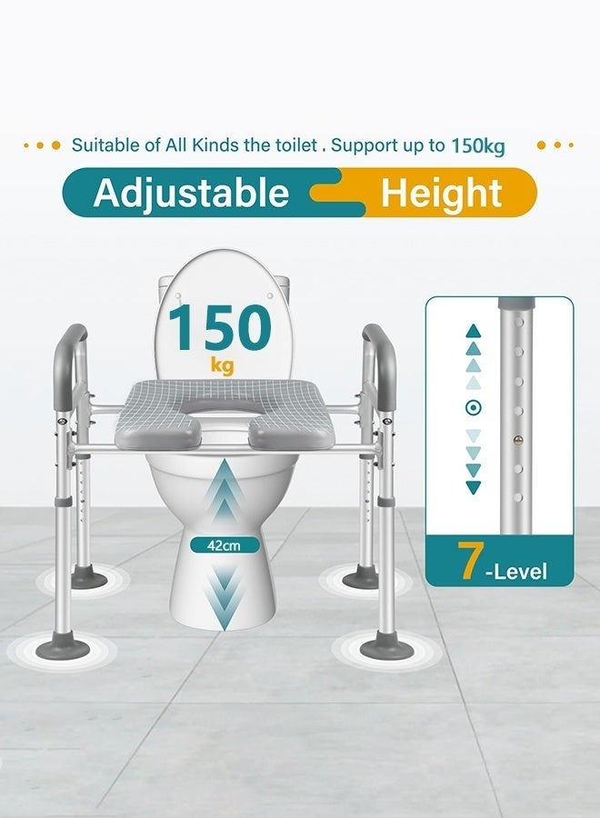 والالا رافعات مقعد المرحاض لكبار السن، مقعد مرحاض مرتفع وممدود بمقابض، إطارات وقضبان أمان للمرحاض لكبار السن وذوي الاحتياجات الخاصة، كرسي حمام مرتفع مع مساند للذراعين، مقبض رفع المرحاض - Image 5
