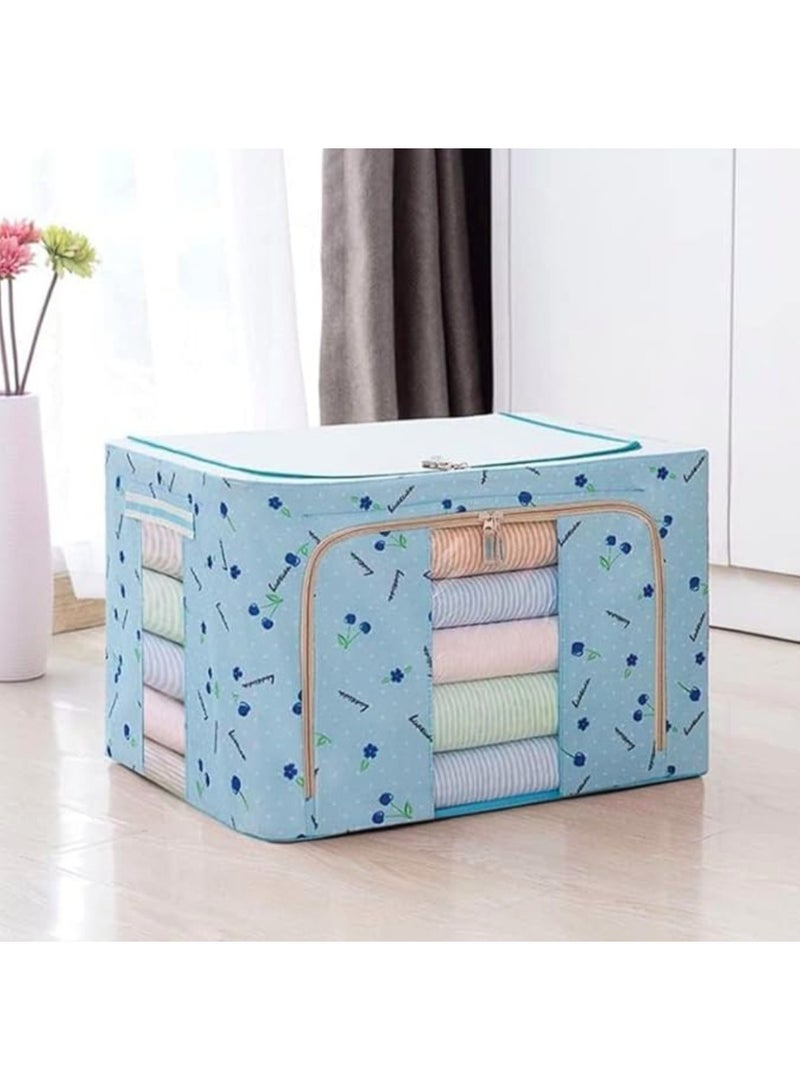 eBasket Storage bag with metal legs Storage bag with a capacity of 100 liters for storing all clothes blankets and furnishings Made of high quality materials to ensure the longest possible use (Blue) - Image 1