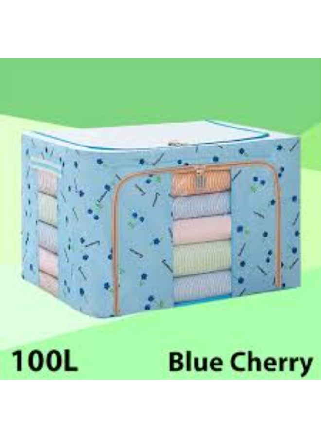 eBasket Storage bag with metal legs Storage bag with a capacity of 100 liters for storing all clothes blankets and furnishings Made of high quality materials to ensure the longest possible use (Blue) - Image 2