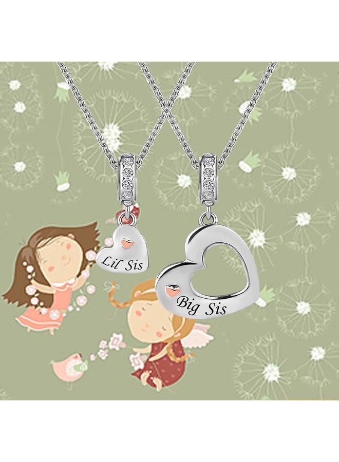 KunBead 18 inch Mother Daughter and Son Sister Aunt Niece Charm Love Heart Pendant Necklace, Gift for Women, Metal, glass - Image 2