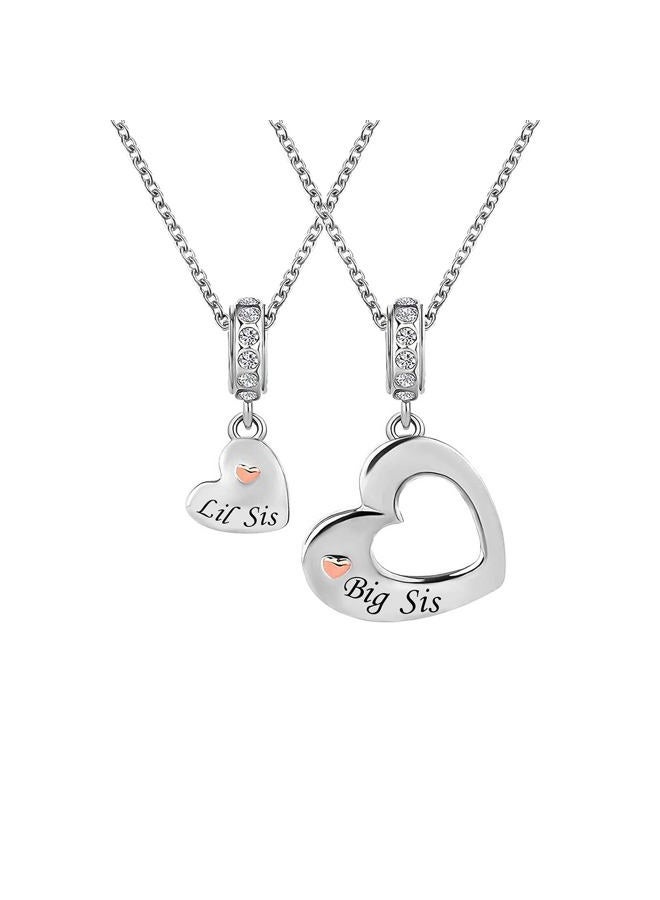 KunBead 18 inch Mother Daughter and Son Sister Aunt Niece Charm Love Heart Pendant Necklace, Gift for Women, Metal, glass - Image 1