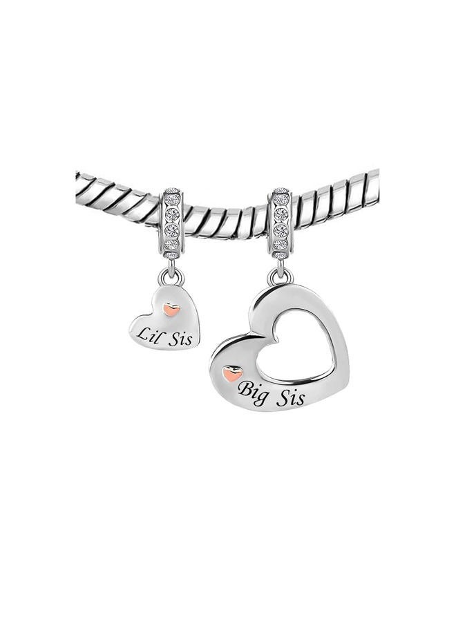 KunBead 18 inch Mother Daughter and Son Sister Aunt Niece Charm Love Heart Pendant Necklace, Gift for Women, Metal, glass - Image 5