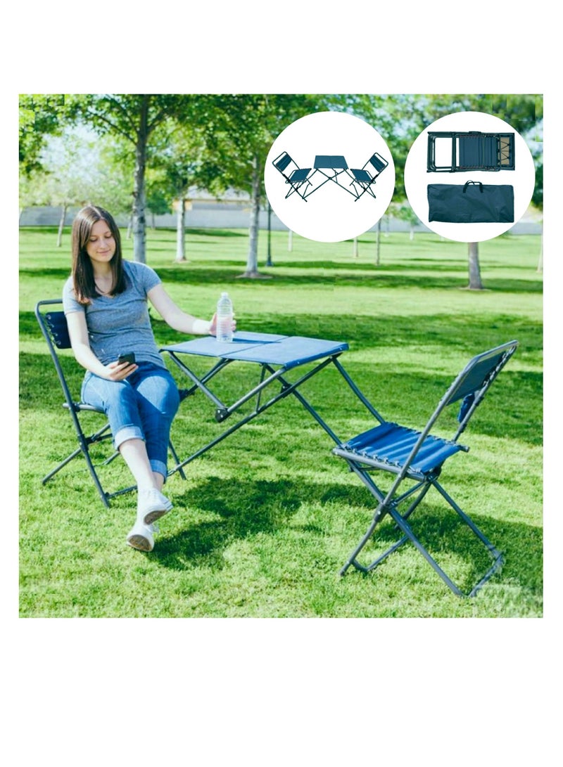 HEXAR مجموعة كراسي وطاولات تخييم قابلة للطي من HEXAR للبالغين، كرسي وطاولة مدمجان قابلان للطي مع حقيبة حمل للتخييم في الهواء الطلق والسفر على الشاطئ والنزهات والمشي لمسافات طويلة - Image 1