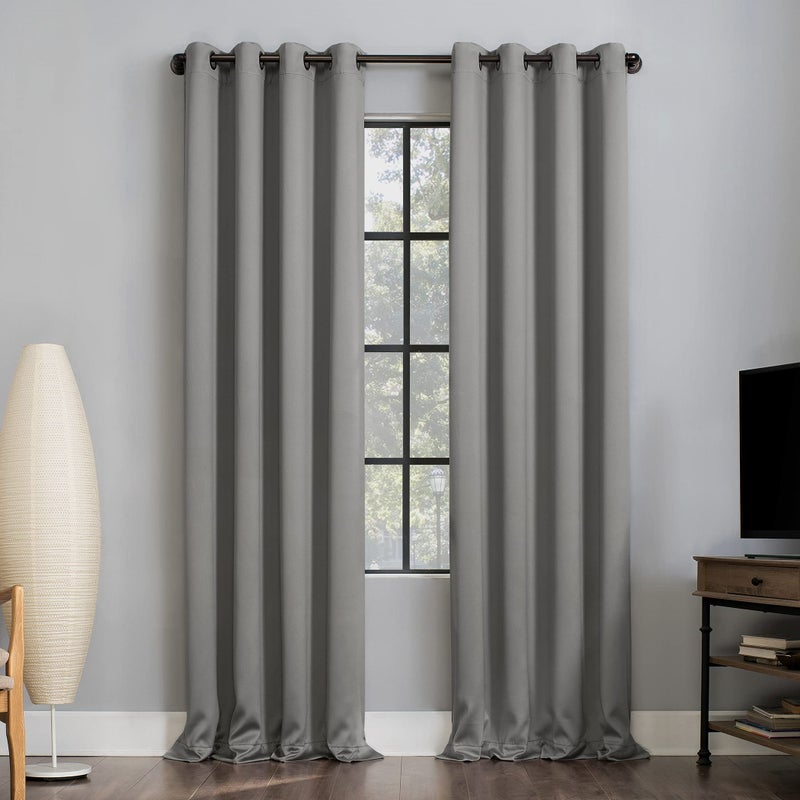 Sun Zero Nordic 2pack Theater Grade Extreme 100 Blackout Grommet Curtain Panel Pair 52 x 108 Silver