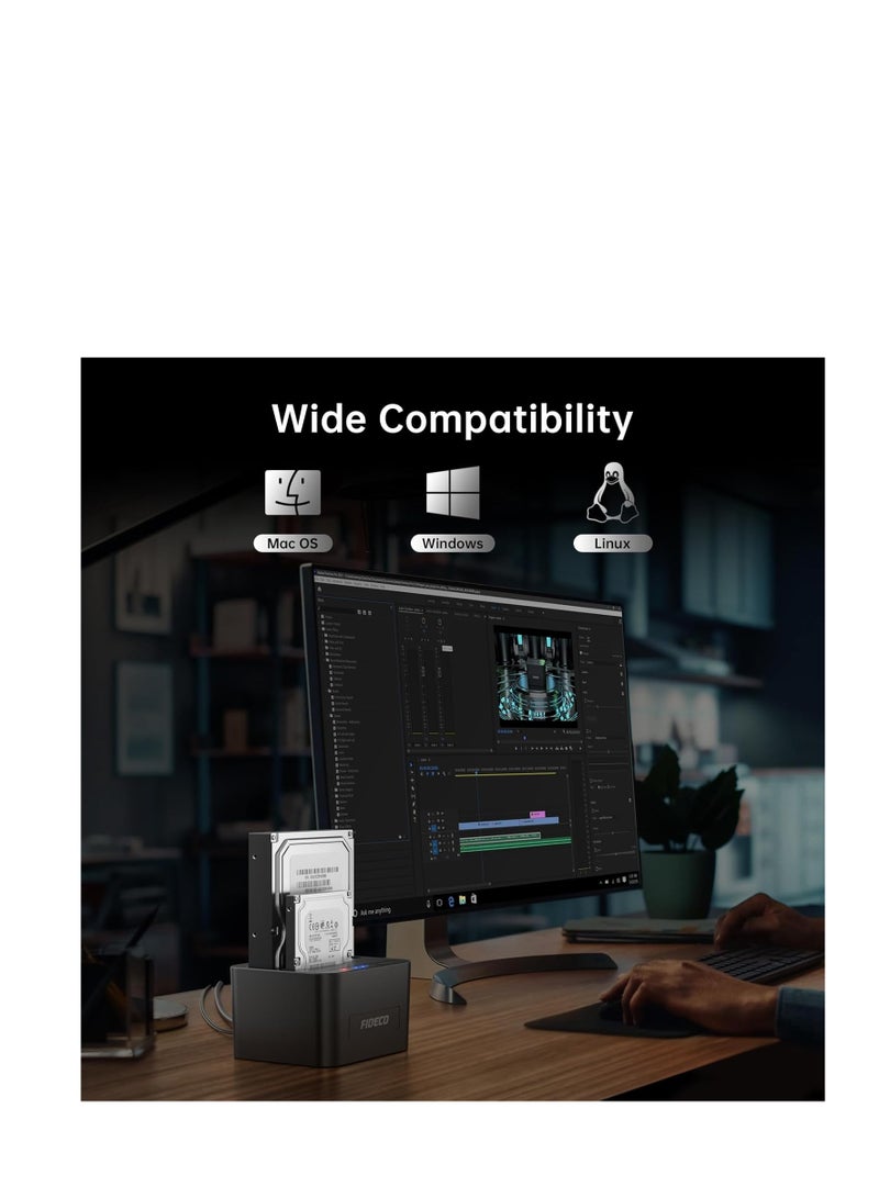 Haing Hard Drive Docking Station, USB 3.0 SATA to HDD Docking Station for 2.5 & 3.5 inch SATA HDD/SSD, Dual Bay, Support Offline Clone, SD/TF Card Reader, USB Ports, Black - Image 4