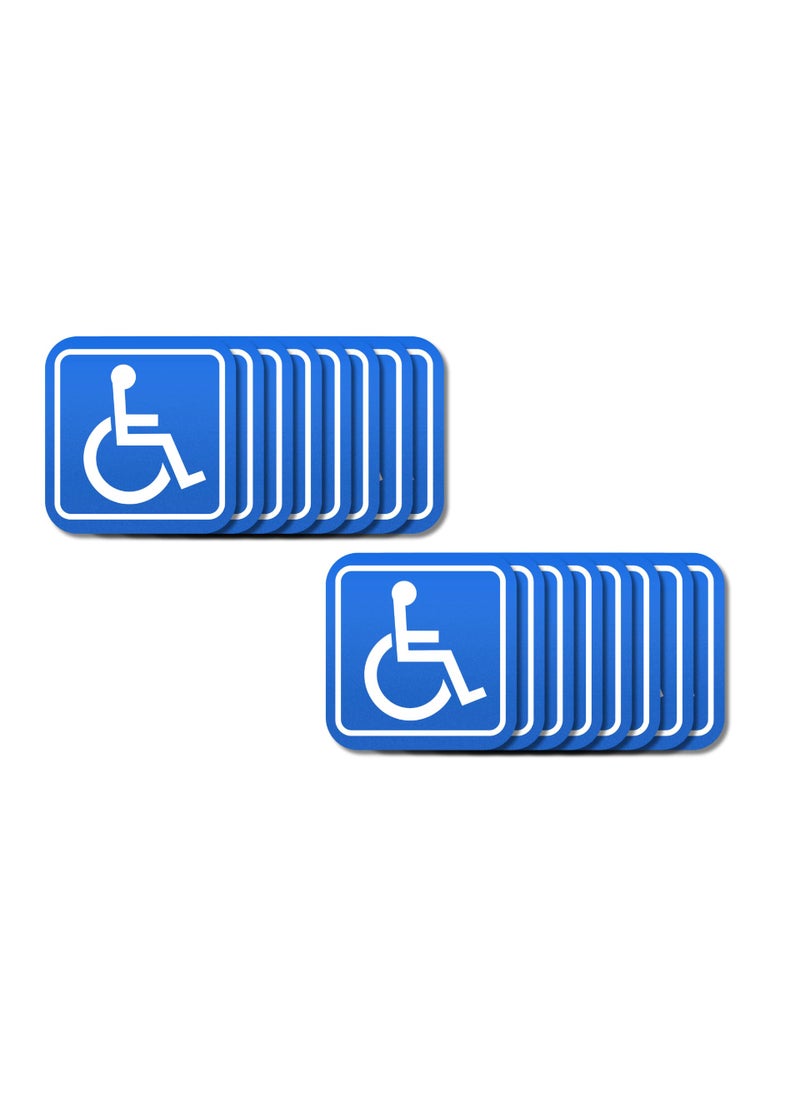 GRAND VINYL Handicap Sticker Decals 15 Pack 5 in x 5 in Disabled Wheelchair Accessible Vinyl Labels Glossy Premium UV Protected Self Adhesive for Indoors  Outdoors Blue  White 