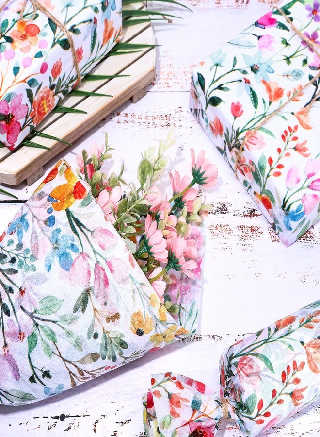 وولاين ورق تغليف هدايا مزين بأزهار برية ملونة بألوان مائية من والين، مقاس 13.8 × 19.7 بوصة، مثالي لحفلات الزفاف وأعياد الميلاد وحفلات استقبال المولود الجديد والحرف اليدوية والديكورات المنزلية، 60 ورقة - Image 5