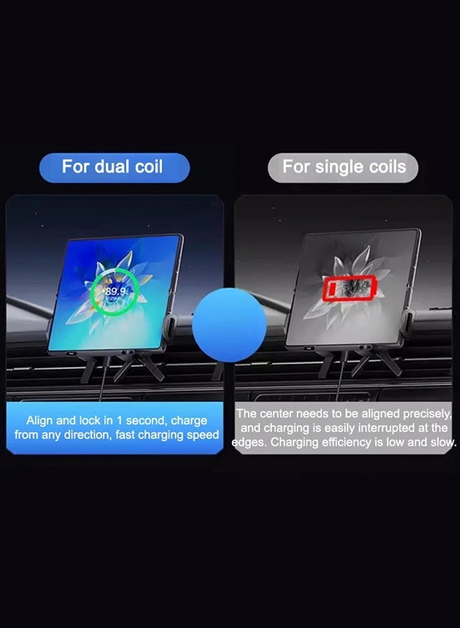 تيليسن شاحن لاسلكي للسيارة بشاشة قابلة للطي وملف مزدوج، حامل شحن سريع للسيارة لهاتف سامسونج جالاكسي زد فولد 6 فليب 3، يُثبت على فتحة تهوية السيارة. - Image 2