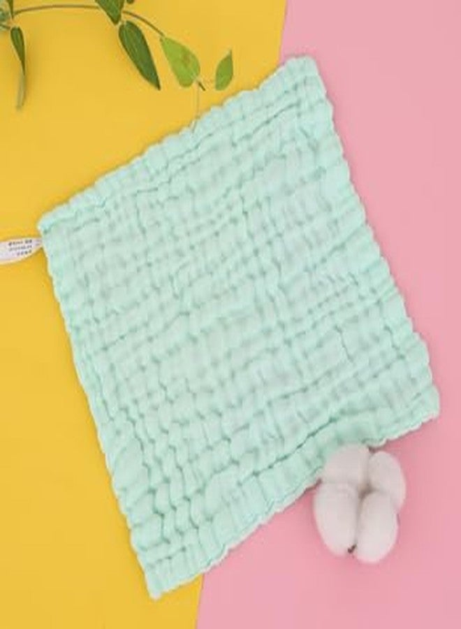 Zebroc 100% Cotton Muslin Baby Burp Cloth | 6-Layer Soft & Super Absorbent Baby Face Towel | 28×28 cm Washcloth for Newborns, Feeding, Burping & Daily Use (3, Green (28 X 28 CM)) - Image 2