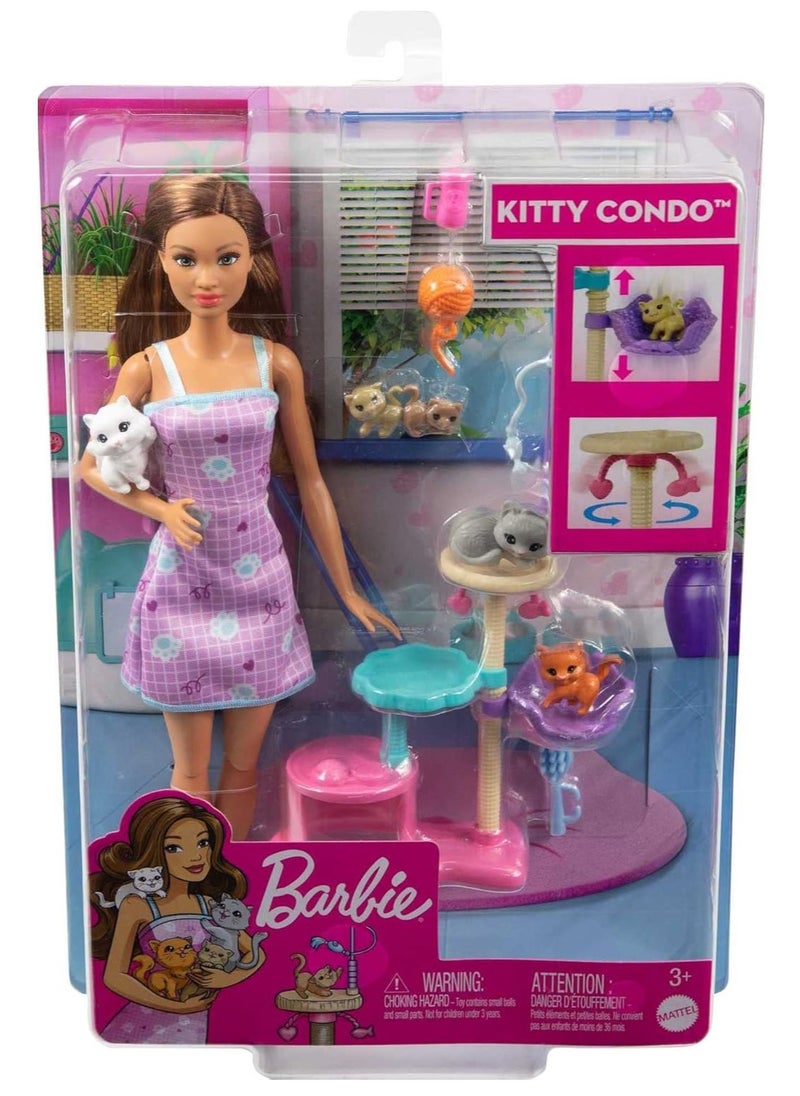 Barbie - Kitty Condo Doll and Pets with Accessories, Toy for 3 Year Olds & Up - Image 1