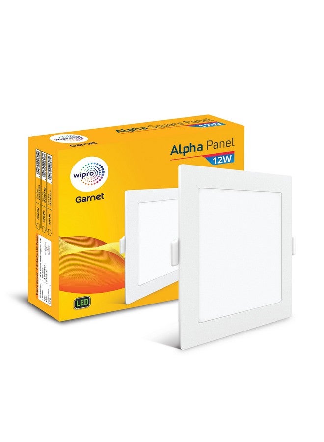 wipro Polycarbonate Garnet 12W Square Led Alpha Panel | Neutral White Light (4000K) for False Ceiling | Cutout - 110X110Mm | Pack of 1 - Image 1