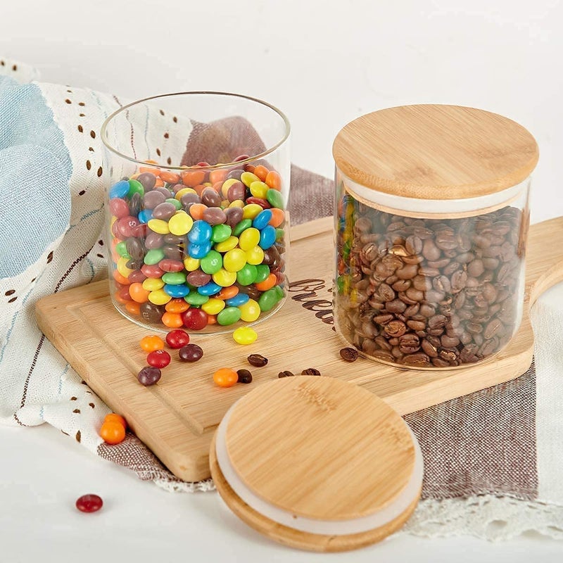 FOMQUAZLI Glass Jar with Airtight Lid Large Glass Food Storage Container with Bamboo Lid Clear Glass Food Canister for Kithen Storage Wide Mouth Easy Access Jar 685ML - Image 2