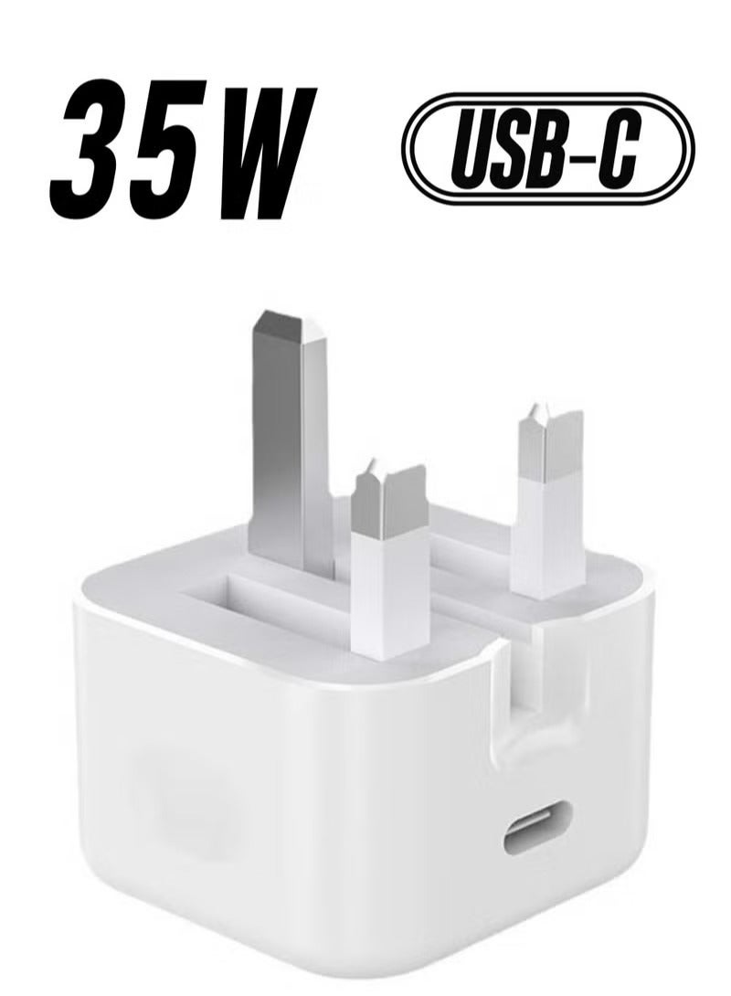 Arabest iPhone 35W Fast Charging Power Adapter, Type C Fast Charging USB C Wall Charger, Fast PD 35W Charger Plug for iPhone 16/15/15 Pro/15 Pro Max/15 Plus/14 series/13/12/11series,iPad,Mac,AirPods White - Image 1