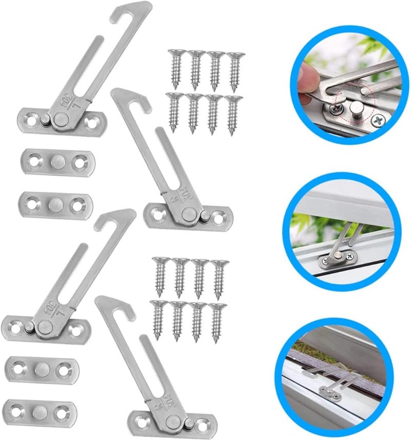 4Pcs White Window Stopper Lock Safety Restrictor No Drill Installation Secure Ventilation Limiter - Image 3