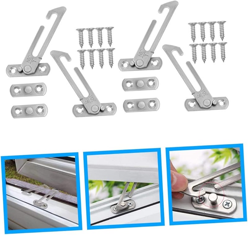 4Pcs White Window Stopper Lock Safety Restrictor No Drill Installation Secure Ventilation Limiter - Image 5